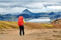 Hiker in the mountains, Iceland Royalty Free Stock Photo