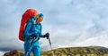 Hiker in the mountains, Iceland Royalty Free Stock Photo