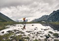 Hiker in the mountains Royalty Free Stock Photo