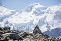 Hiker near Belukha Mountain, the highest in Siberia Royalty Free Stock Photo