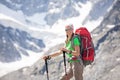 Hiker near Belukha Mountain, the highest in Siberia Royalty Free Stock Photo