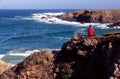 Hiker and ocean