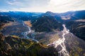 Hiker Overlooking Glacier River from Thorsmork in Southern Iceland