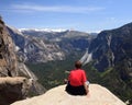 Hiker overlooking Yosemite view