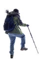 Hiker Poking Something with a Stick Royalty Free Stock Photo