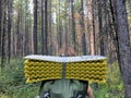 Hiker ready to hike through the forest deep in the Canadian rock