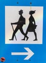 Hiker roadsign in the Pilis mountains, Hungary Royalty Free Stock Photo