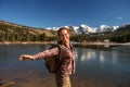 Hiker in Rocky mountains National park in USA