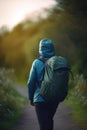 Hiking into the Wilderness: A backpacker on a scenic trail