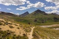 Hiker in the San Juan Range, Colorado Rocky Mountains Royalty Free Stock Photo