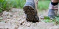 Hiker shoes walking on footpath