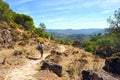 Hiker in the Sierra de Andujar Natural Park, Jaen province, Spain Royalty Free Stock Photo