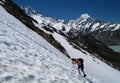 Hiker on snowfield