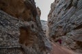 Hiker in South Cottonwood narrows near Road 400 Utah Royalty Free Stock Photo