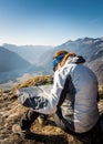 Hiker studying a map.