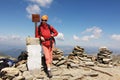 Hiker on the summit Royalty Free Stock Photo