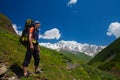 Hiker take a rest during hiking