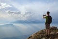 Hiker taking photo