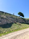 Hiker on the top of mountain Royalty Free Stock Photo