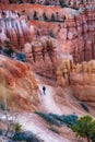 Hiker on trail in Bryce Canyon National Park, Utah