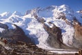 Hiker on trail by Gorner Glacier, Zermatt, Switzerland Royalty Free Stock Photo
