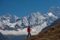 Hiker on the trek in Himalayas