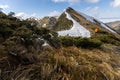 Hiker trekking to the highest ukrainian ridge Marmarosy near Romania. Royalty Free Stock Photo