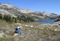 Hiker Videotaping Natural Paradise Royalty Free Stock Photo