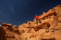 Hiker visit Goblin valley state park in Utah, USA Royalty Free Stock Photo