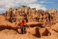 Hiker visit Goblin valley state park in Utah, USA Royalty Free Stock Photo