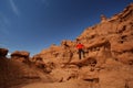 Hiker visit Goblin valley state park in Utah, USA Royalty Free Stock Photo