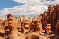 Hiker visit Goblin valley state park in Utah, USA Royalty Free Stock Photo