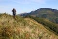 Hiker visiting basque country mountains Royalty Free Stock Photo