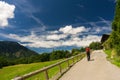 Hiker walking in Aiguilles Rouges