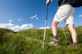 Hiker walking along a mountain path.