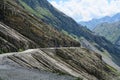 hiker walking along a path at Grossglockner Mountain and Pasterze in Austria. Summer. Royalty Free Stock Photo