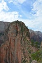 Hiker walking on angels landing trail in zion national park in summer Royalty Free Stock Photo