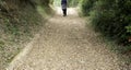 Hiker walking field Royalty Free Stock Photo