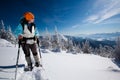 Hiker in winter mountains Royalty Free Stock Photo