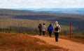 Hikers in Inari, SaariselkÃÂ¤, Finland Royalty Free Stock Photo