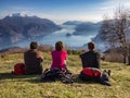 Hikers admiring the Lake Como