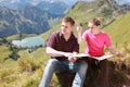 Hikers in the Alps Royalty Free Stock Photo