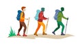 Hikers Backpacking Outdoors, Adventure Trekking Trip, vector design Generative AI Royalty Free Stock Photo
