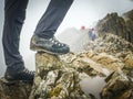 Hikers Boots on Ridge line of Crib Goch, Snowdonia National Park