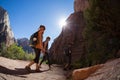 Hikers in the Bryce Canyon National Park Royalty Free Stock Photo