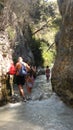 Hikers in the Chillar river, Nerja, Malaga