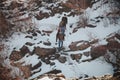 Hikers climbing In Winter