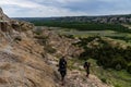 Hikers Enjoying the Badlands of North Dakota Royalty Free Stock Photo