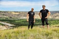 Hikers Enjoying the Badlands of North Dakota Royalty Free Stock Photo