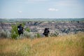 Hikers Enjoying the Badlands of North Dakota Royalty Free Stock Photo